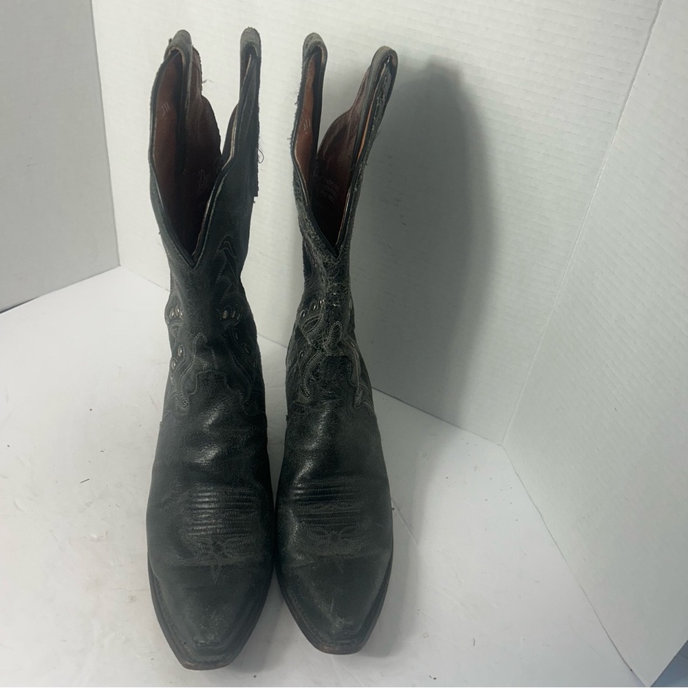 VTG Dan Post Western Country Cowgirl Women's Leather Studded Gray  Western Boots - Picture 2 of 8